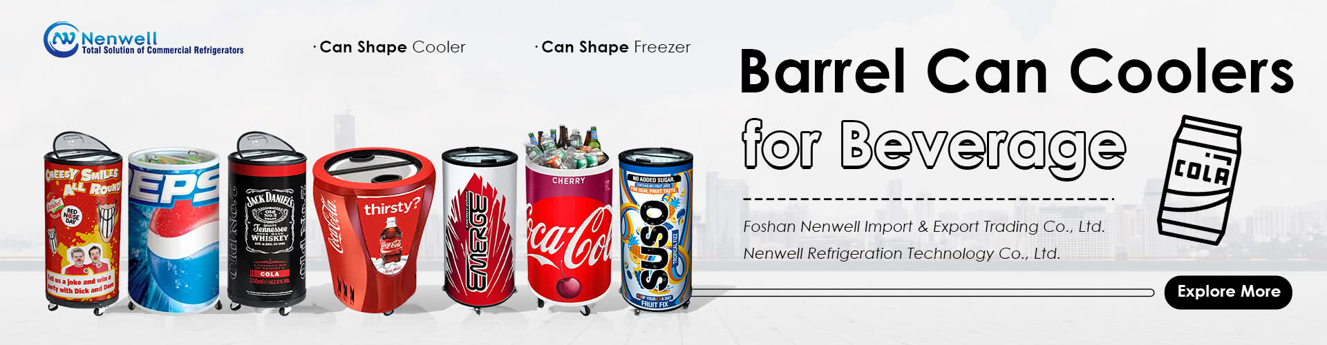   round shape electric Barrel Can Coolers for Beverage and drinks